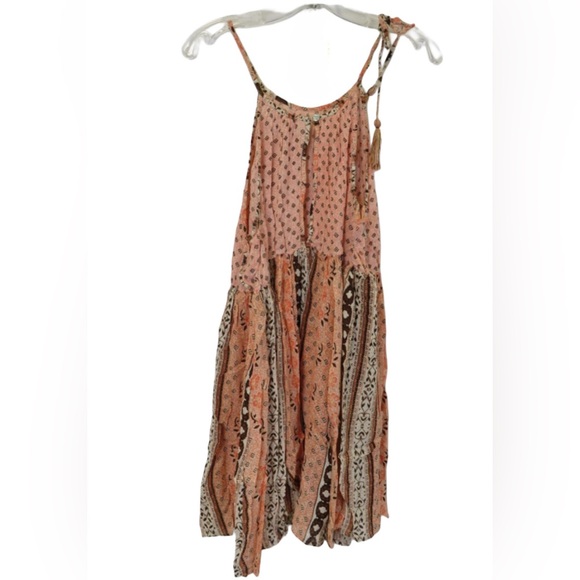 Forever 21+ "Peach/Ivory" Boho Tassel Mini Dress Women's 1X NWT - Picture 1 of 10